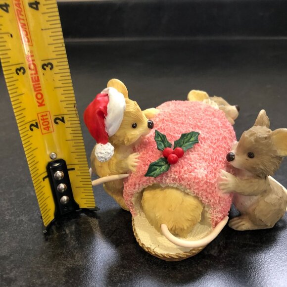 1995 Roman Inc Mice In A Slipper Figurine Holiday Christmas Unique Holly Vintage - Picture 8 of 8